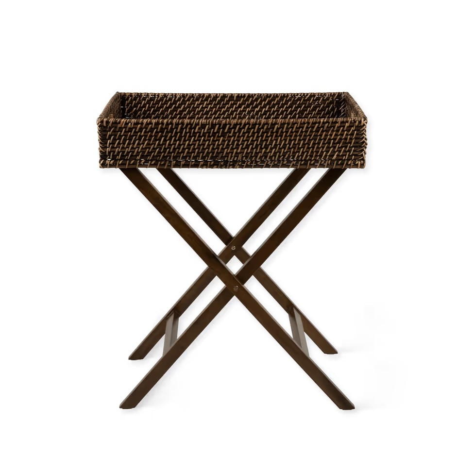 rattan tray table antique brown
